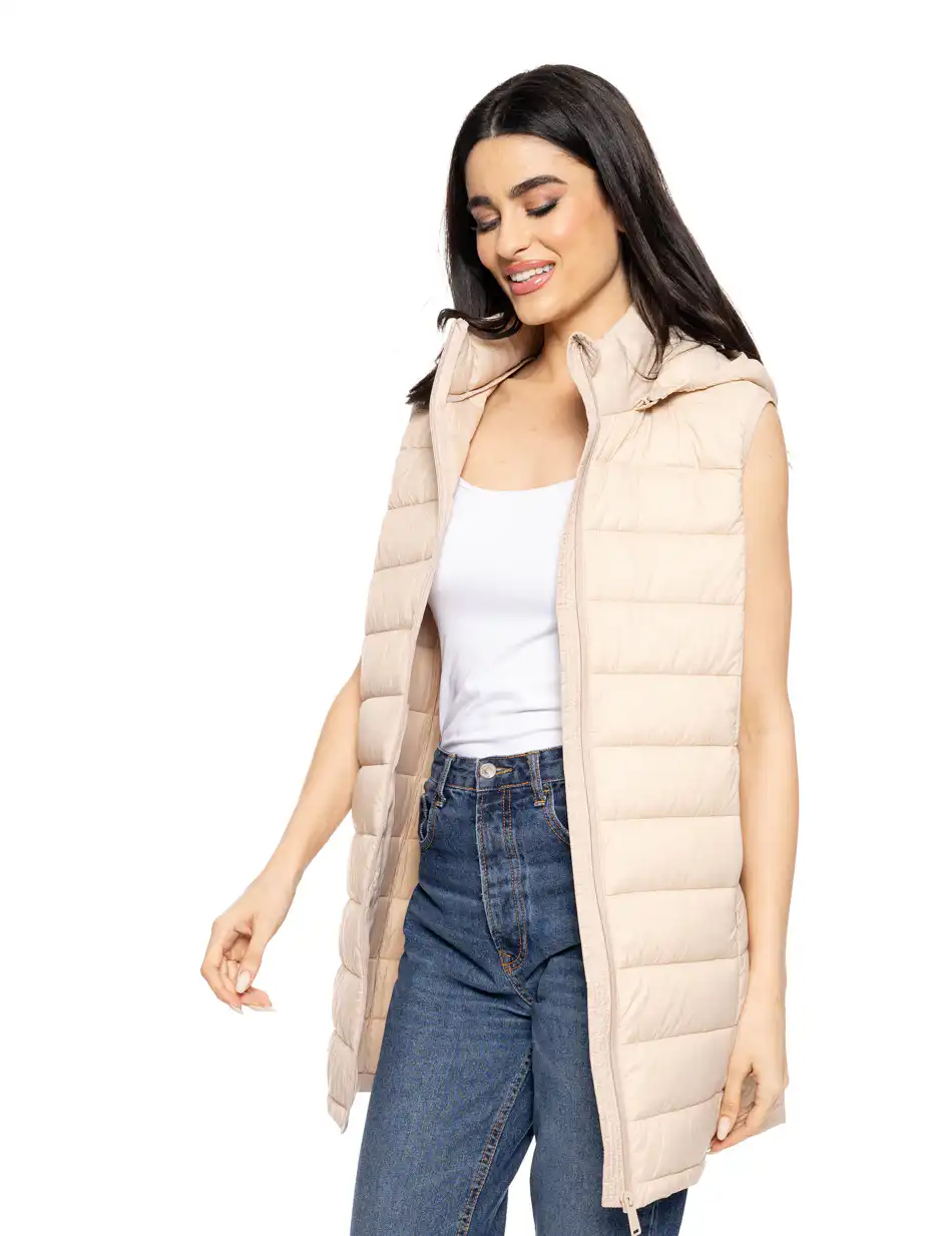 Splendid fashion γυναικείο αμάνικο με γιακά και κουκούλα 51-102-005 LT BEIGE