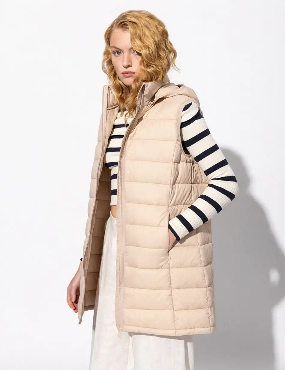 Splendid fashion γυναικείο αμάνικο με γιακά και κουκούλα 51-102-005 LT BEIGE