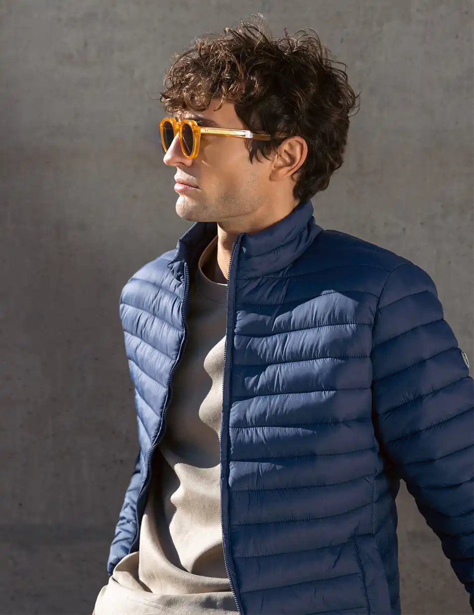 Biston fashion ανδρικό ultra light πανωφόρι με γιακά 51-201-012 BLUE