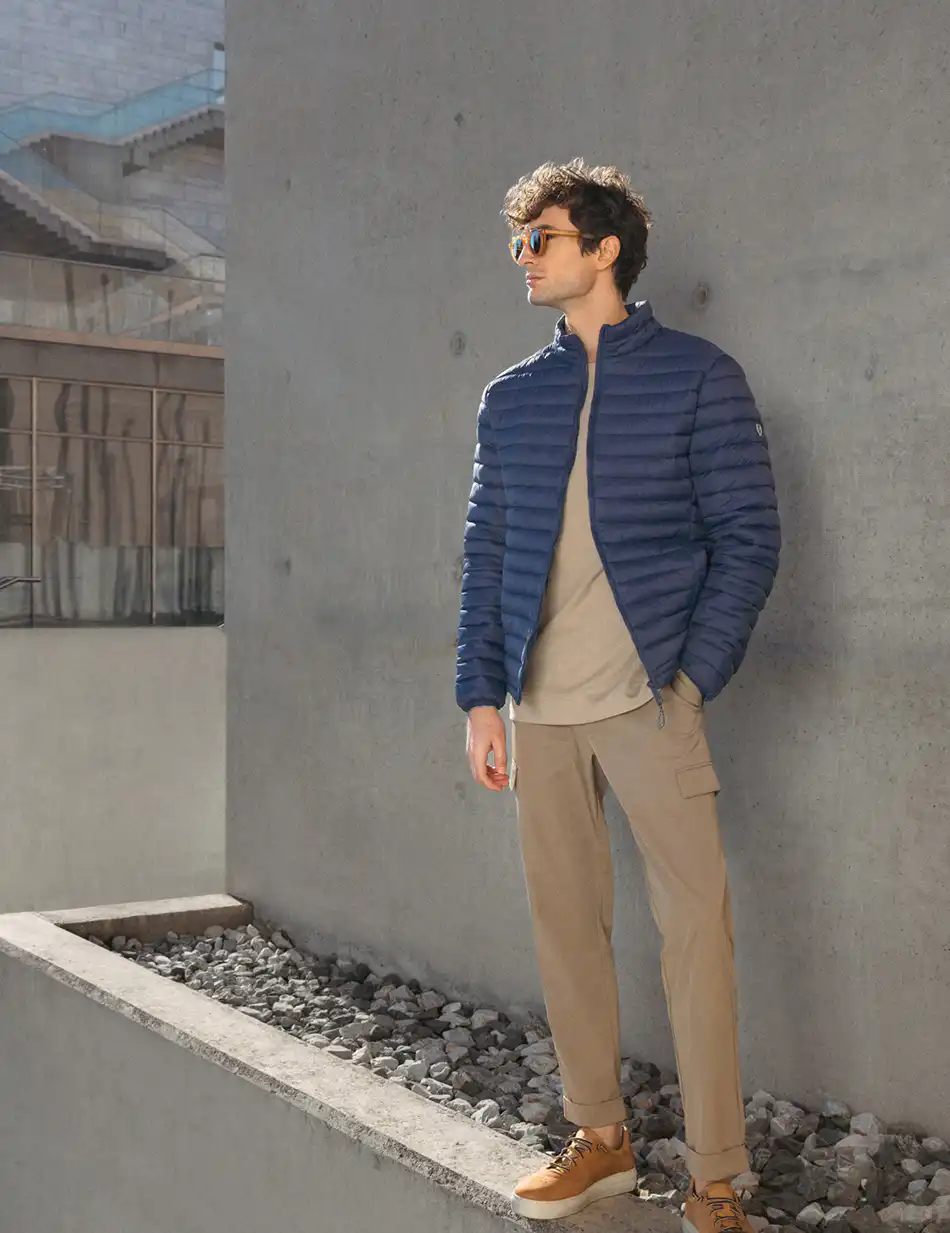 Biston fashion ανδρικό ultra light πανωφόρι με γιακά 51-201-012 BLUE