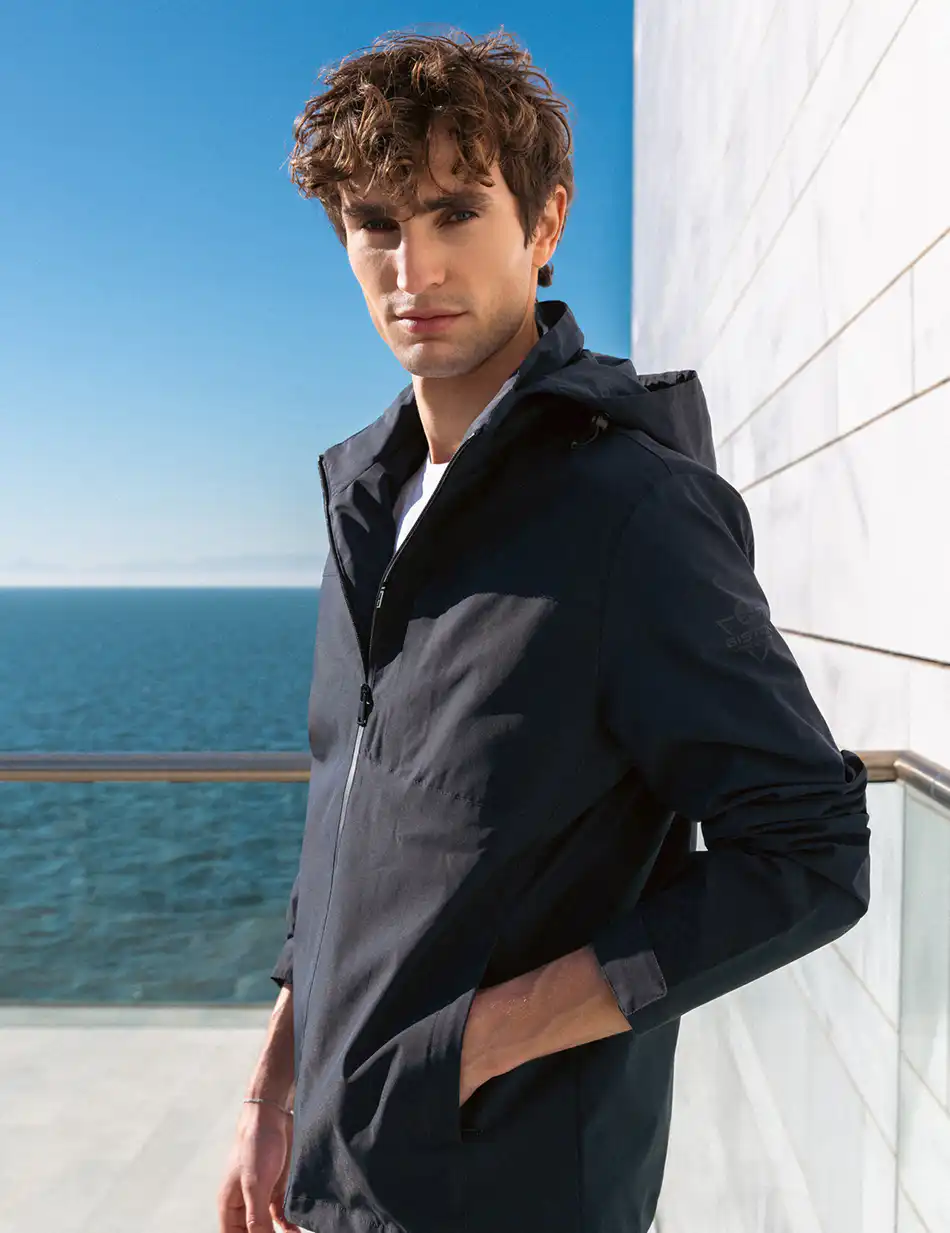 Biston fashion ανδρικό πανωφόρι με κουκούλα 51-201-026 NAVY