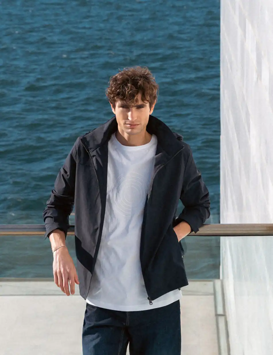 Biston fashion ανδρικό πανωφόρι με κουκούλα 51-201-026 NAVY