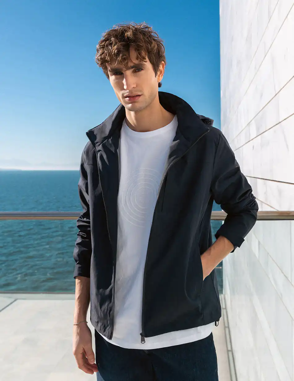 Biston fashion ανδρικό πανωφόρι με κουκούλα 51-201-026 NAVY