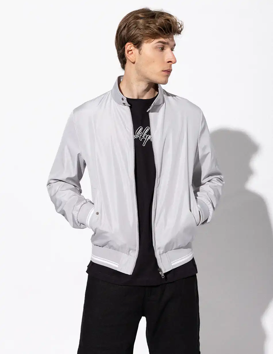 Splendid fashion ανδρικό bomber πανωφόρι με γιακά 51-201-030 LT GREY