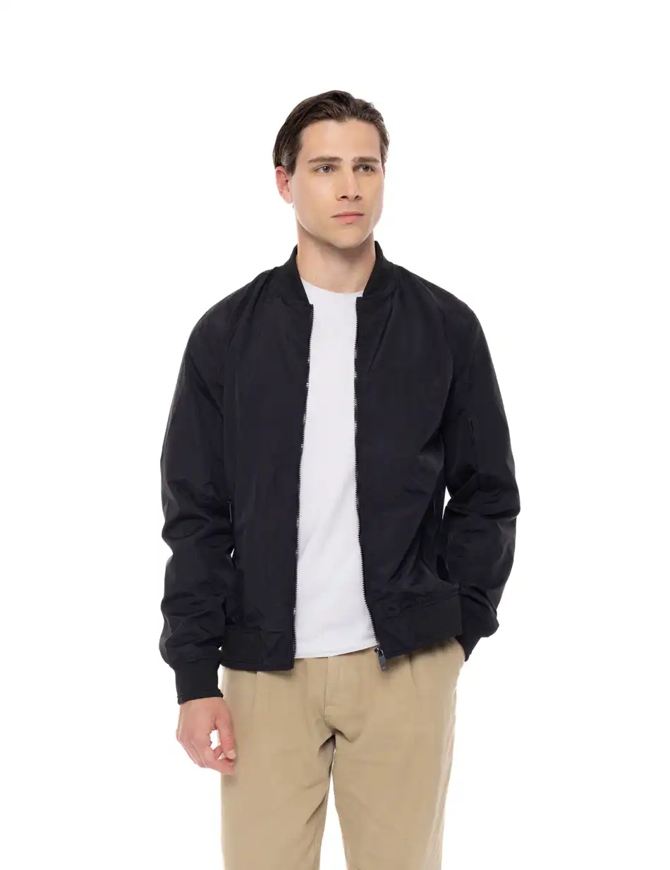 Biston fashion ανδρικό bomber πανωφόρι με γιακά 51-201-038 BLACK
