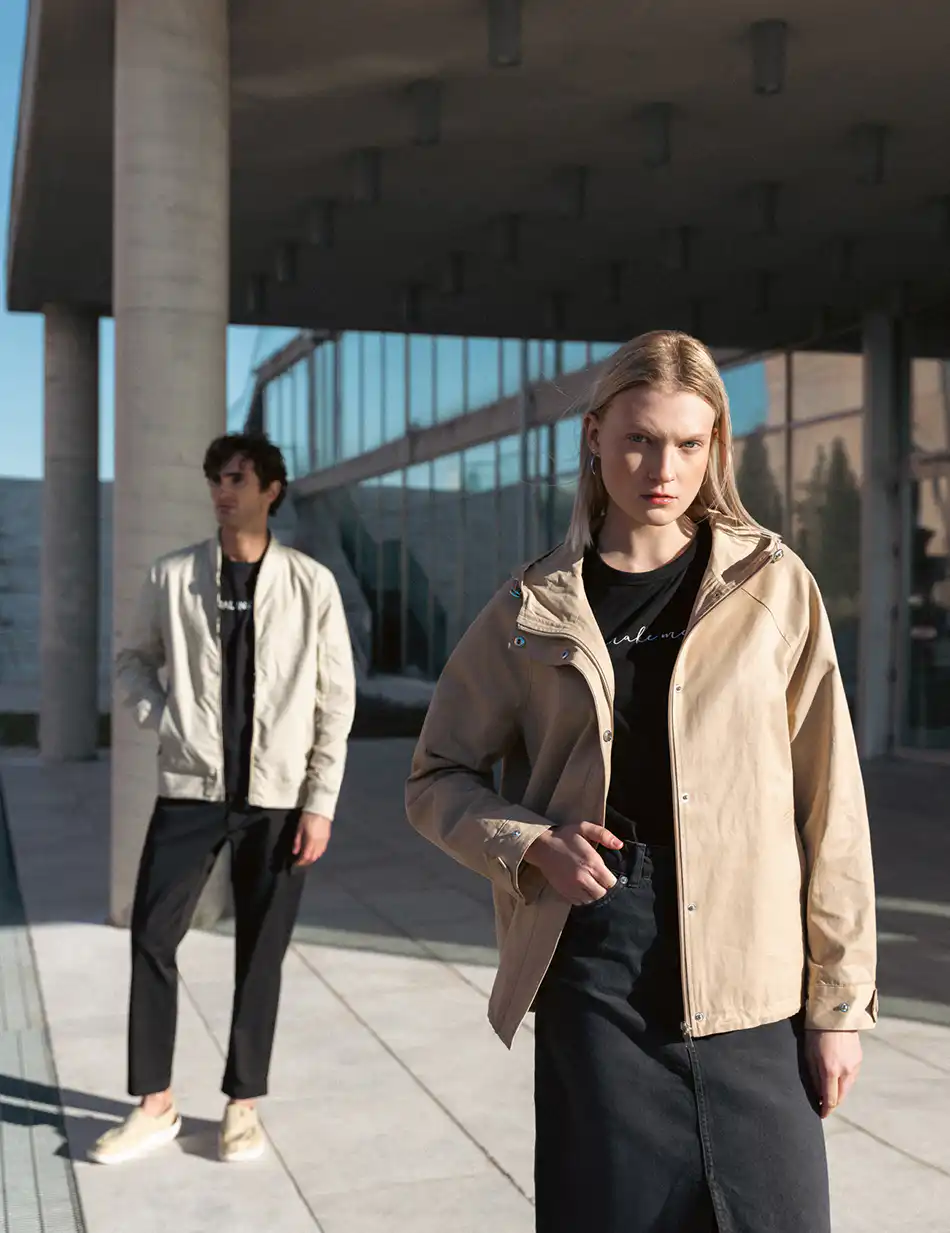 Biston fashion ανδρικό bomber πανωφόρι με γιακά 51-201-038 LT BEIGE