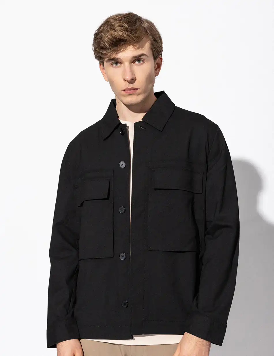 Smart fashion ανδρικό πανωφόρι τύπου sacket 51-201-053 BLACK