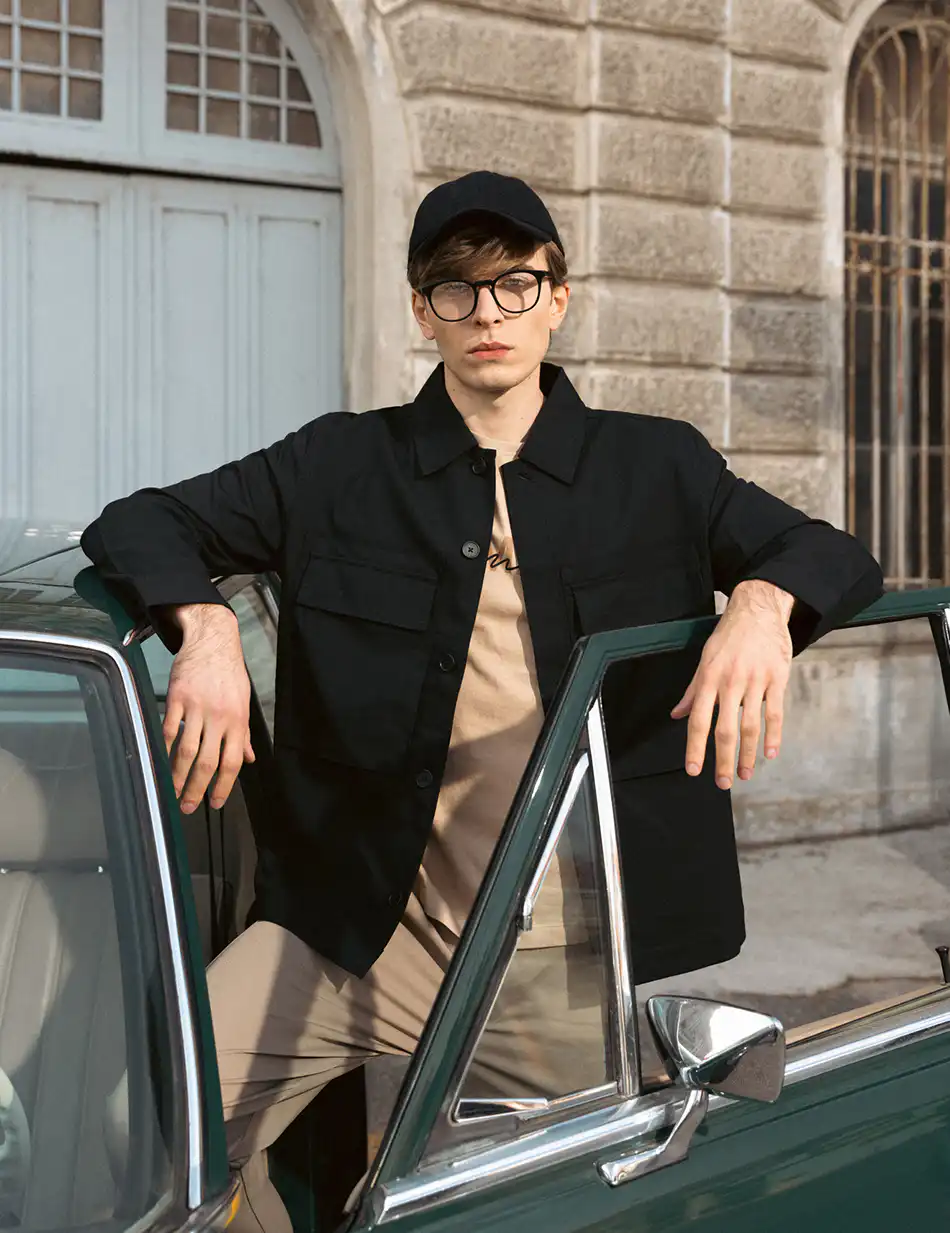 Smart fashion ανδρικό πανωφόρι τύπου sacket 51-201-053 BLACK