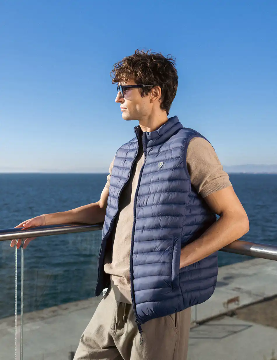 Biston fashion ανδρικό ultra light αμάνικο μπουφάν με γιακά 51-202-003 BLUE