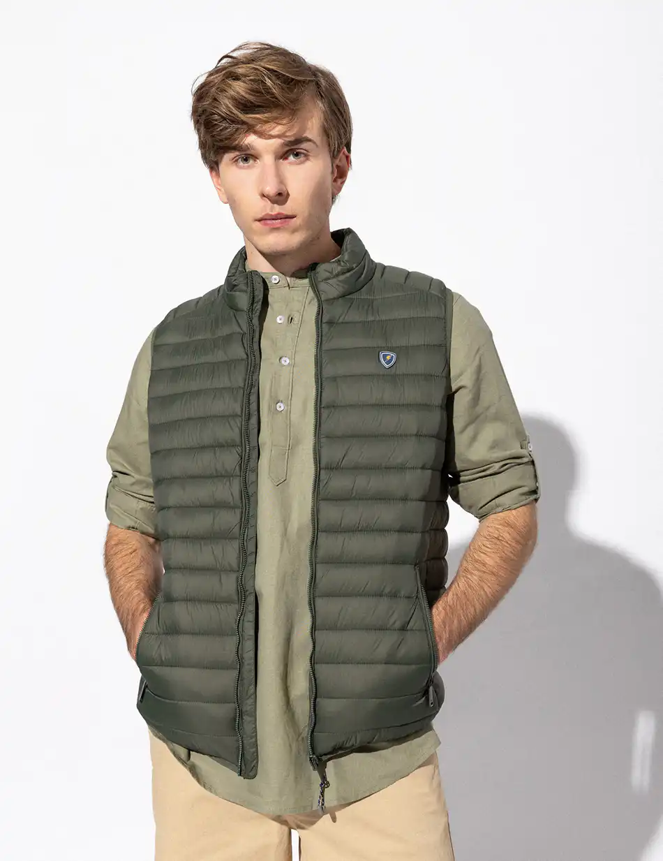 Splendid fashion ανδρικό ultra light αμάνικο μπουφάν με γιακά 51-202-004 GREEN