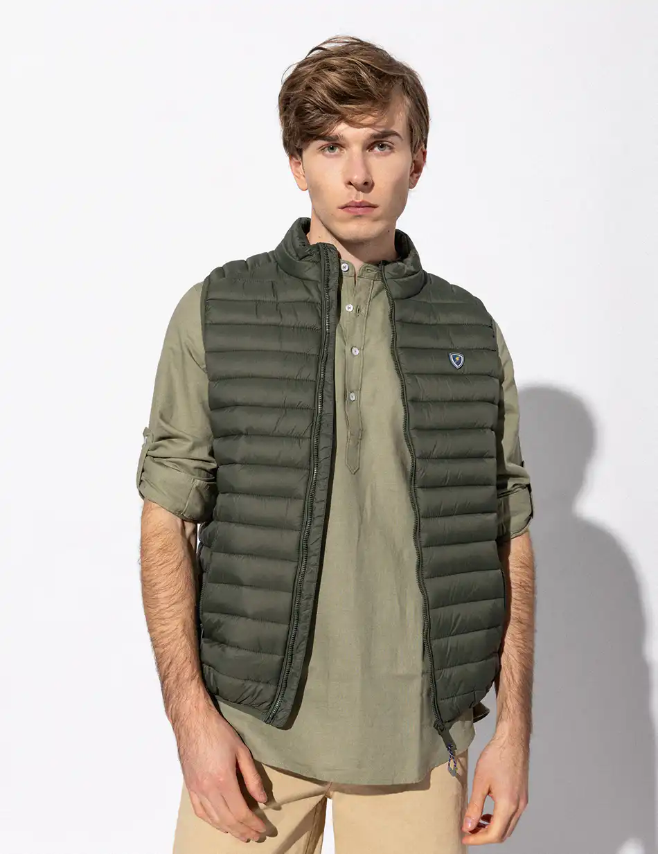 Splendid fashion ανδρικό ultra light αμάνικο μπουφάν με γιακά 51-202-004 GREEN