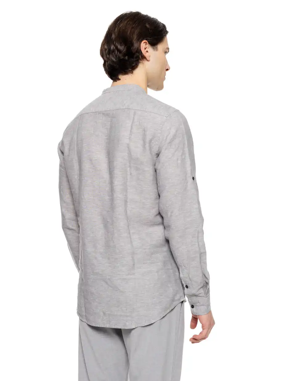 Smart fashion ανδρική λινή μπλούζα με mao γιακά 51-203-003 GREY
