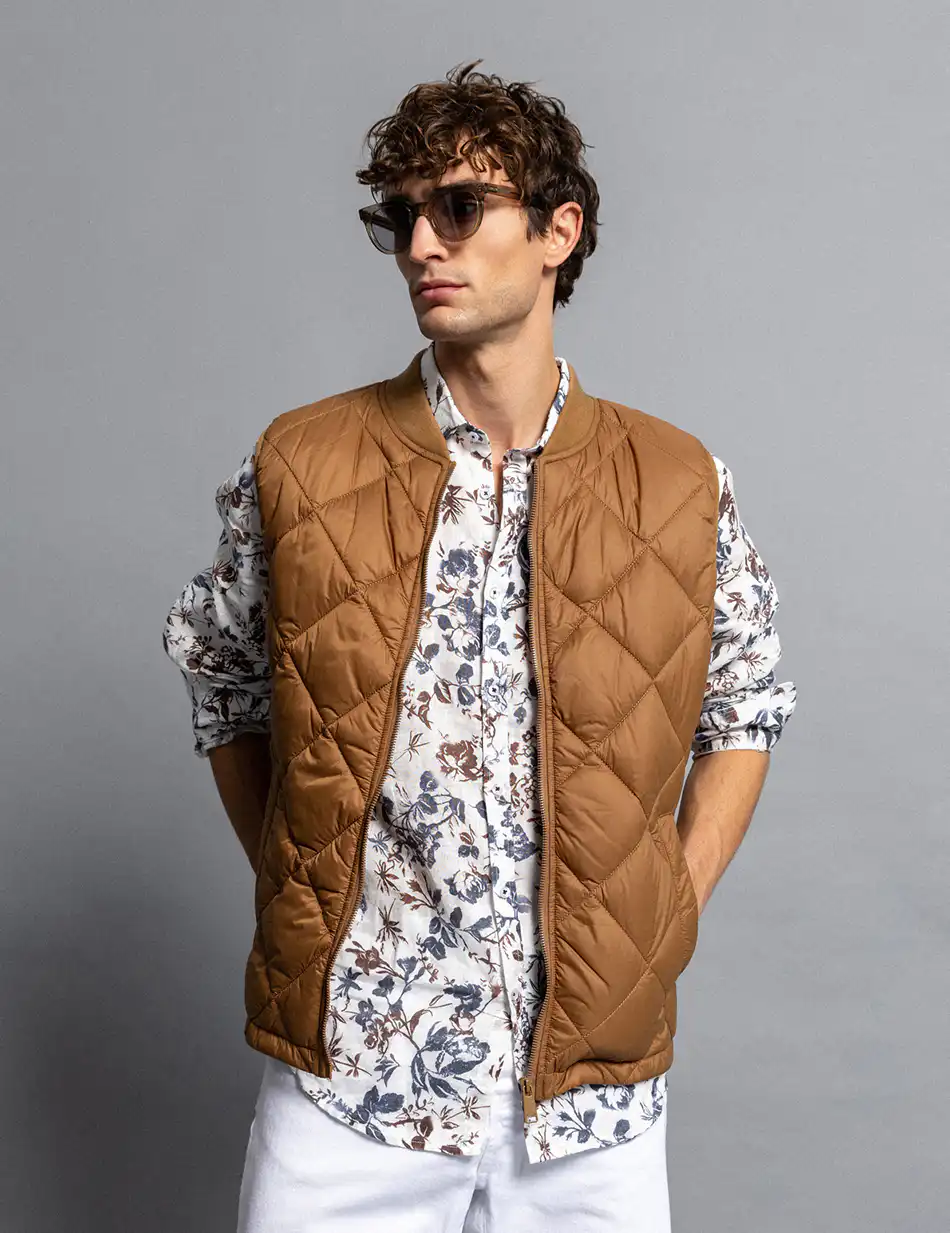 Smart fashion ανδρικό allover λινό πουκάμισο με γιακά 51-203-006 OFF WHITE ALLOVER