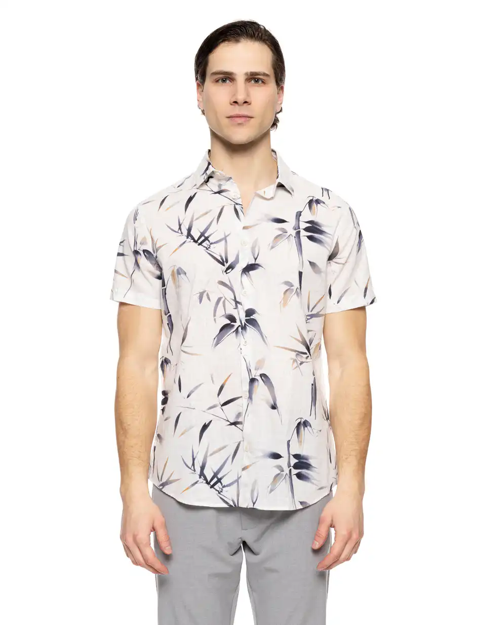 Smart fashion ανδρικό allover πουκάμισο με γιακά 51-203-009 WHITE ALLOVER