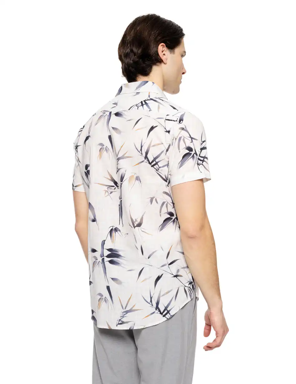 Smart fashion ανδρικό allover πουκάμισο με γιακά 51-203-009 WHITE ALLOVER