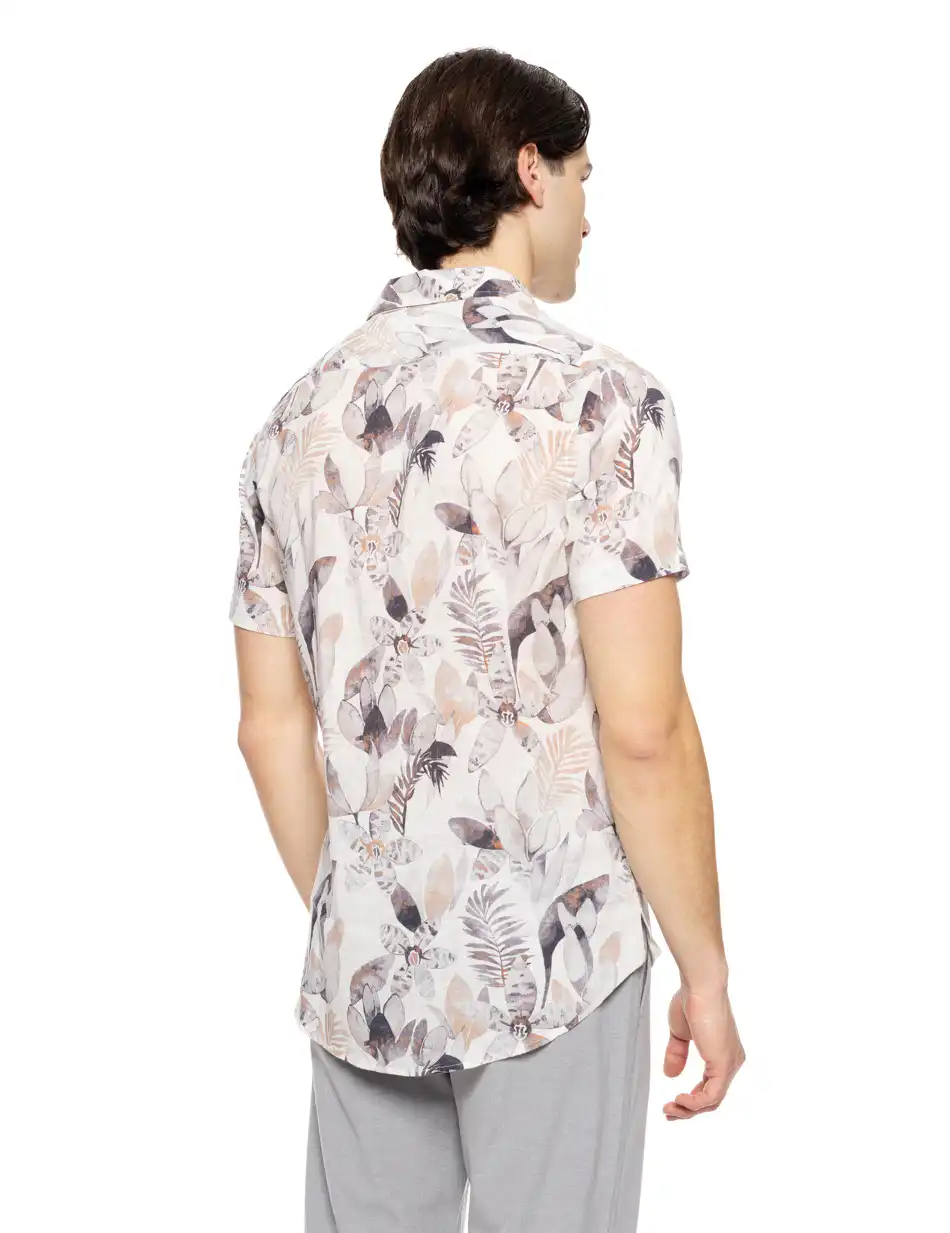 Smart fashion ανδρικό allover πουκάμισο με γιακά 51-203-010 OFF WHITE ALLOVER