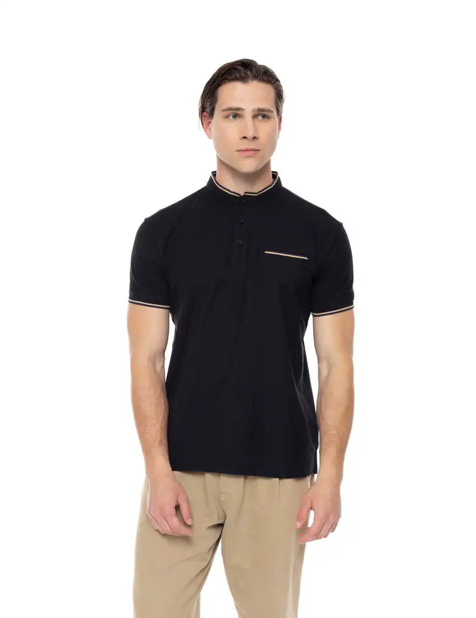 Biston fashion ανδρικό πόλο 51-206-023 BLACK