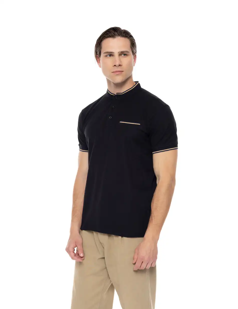 Biston fashion ανδρικό πόλο 51-206-023 BLACK