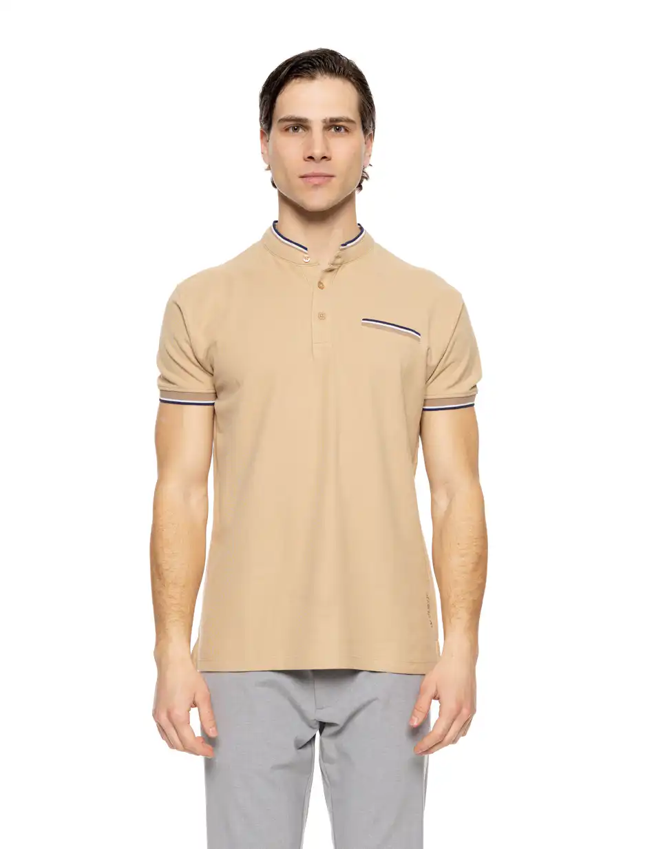 Biston fashion ανδρικό πόλο 51-206-023 DK BEIGE