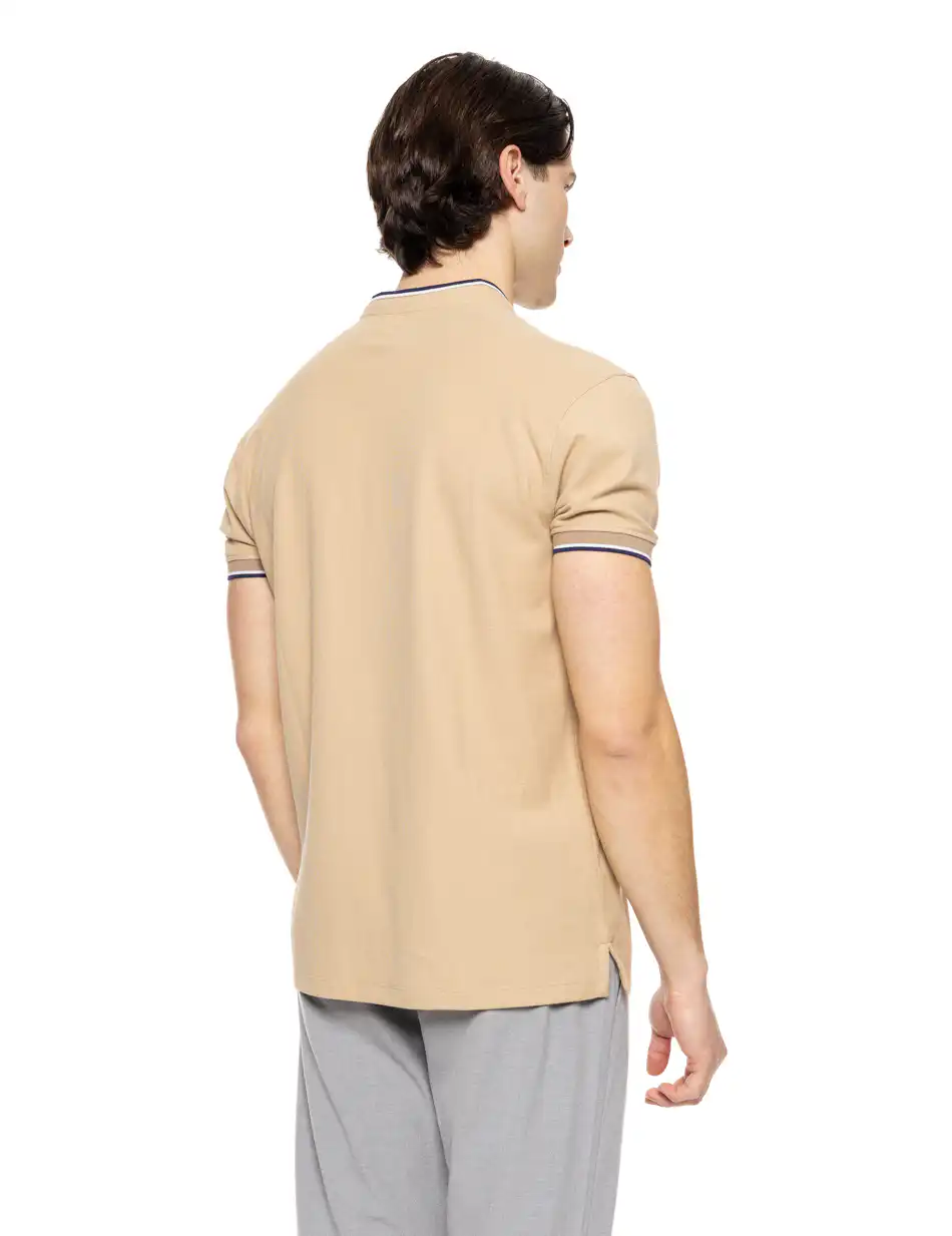 Biston fashion ανδρικό πόλο 51-206-023 DK BEIGE