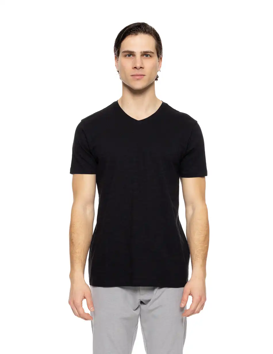 Smart fashion ανδρικό t-shirt με V λαιμό 51-206-033 BLACK