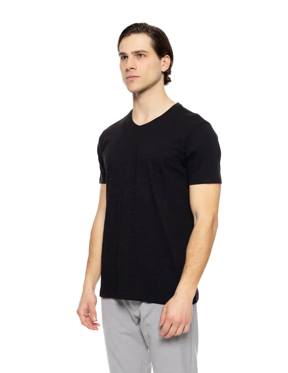 Smart fashion ανδρικό t-shirt με V λαιμό 51-206-033 BLACK