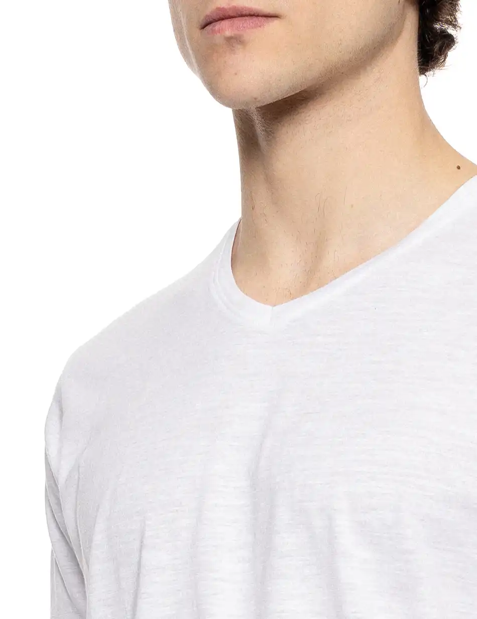 Smart fashion ανδρικό t-shirt με V λαιμό 51-206-033 WHITE