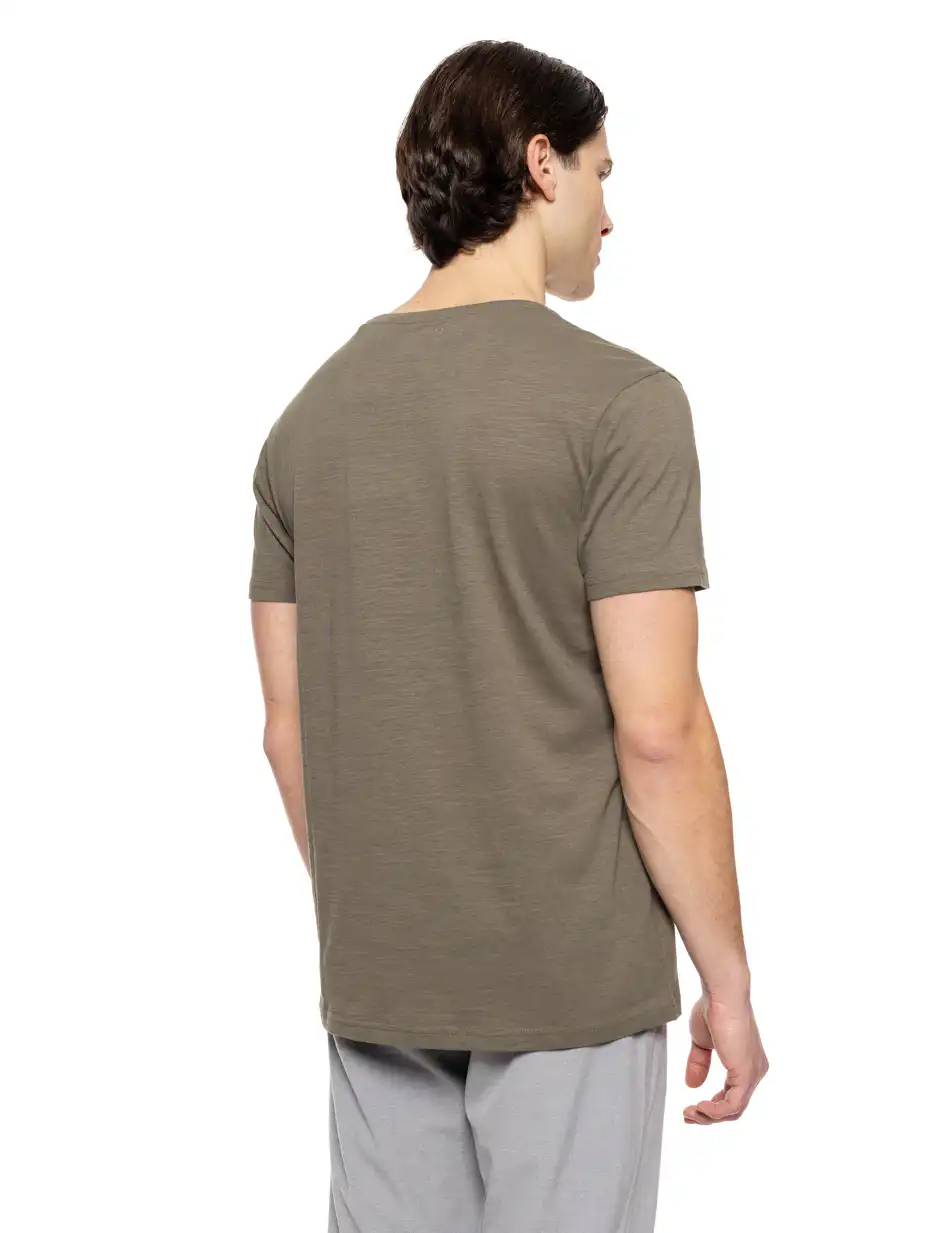Smart fashion ανδρικό t-shirt με V λαιμό 51-206-033 KHAKI