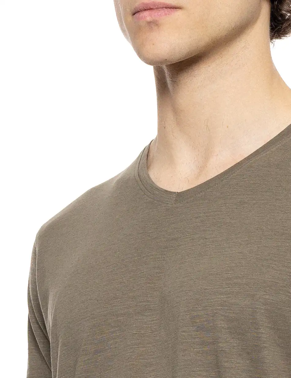 Smart fashion ανδρικό t-shirt με V λαιμό 51-206-033 KHAKI