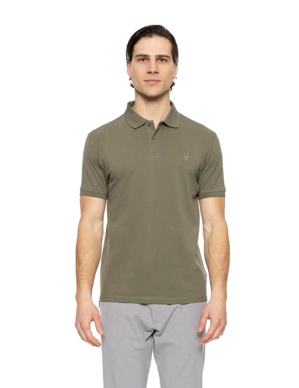 Biston fashion ανδρικό πόλο με κέντημα 51-206-035 KHAKI