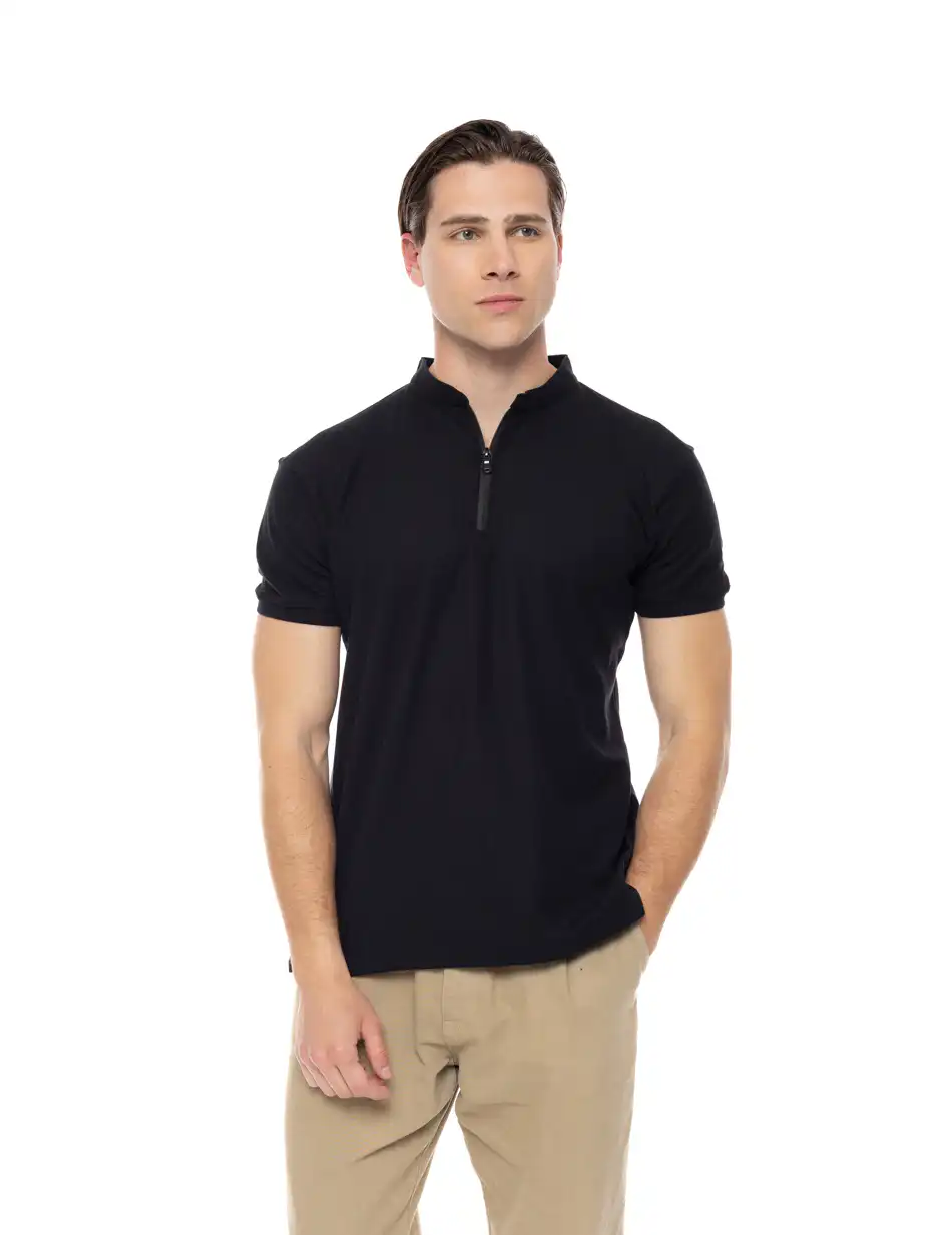 Splendid fashion ανδρικό πόλο με τύπωμα 51-206-038 BLACK