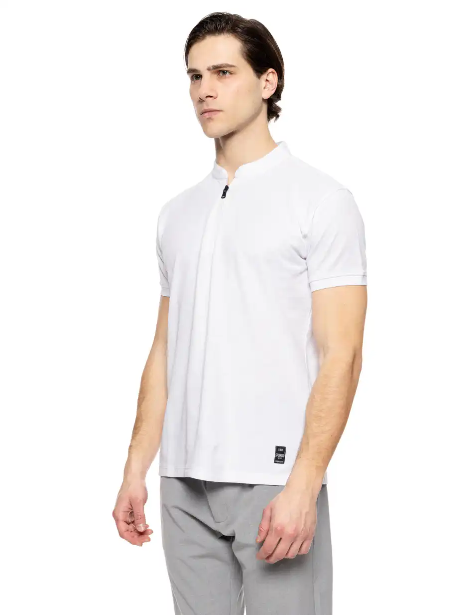 Splendid fashion ανδρικό πόλο με τύπωμα 51-206-038 WHITE