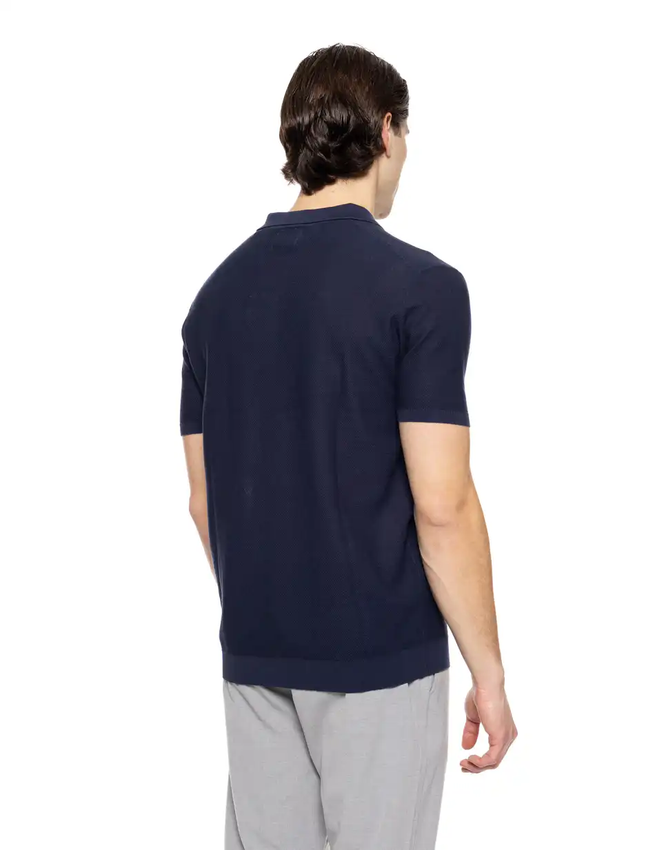 Smart fashion ανδρικό πλεκτό polo 51-206-042 NAVY