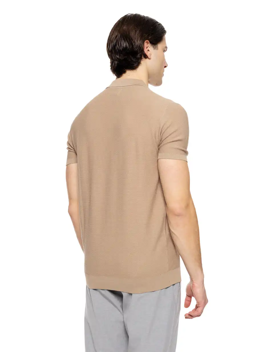 Smart fashion ανδρικό πλεκτό polo 51-206-042 LT BEIGE