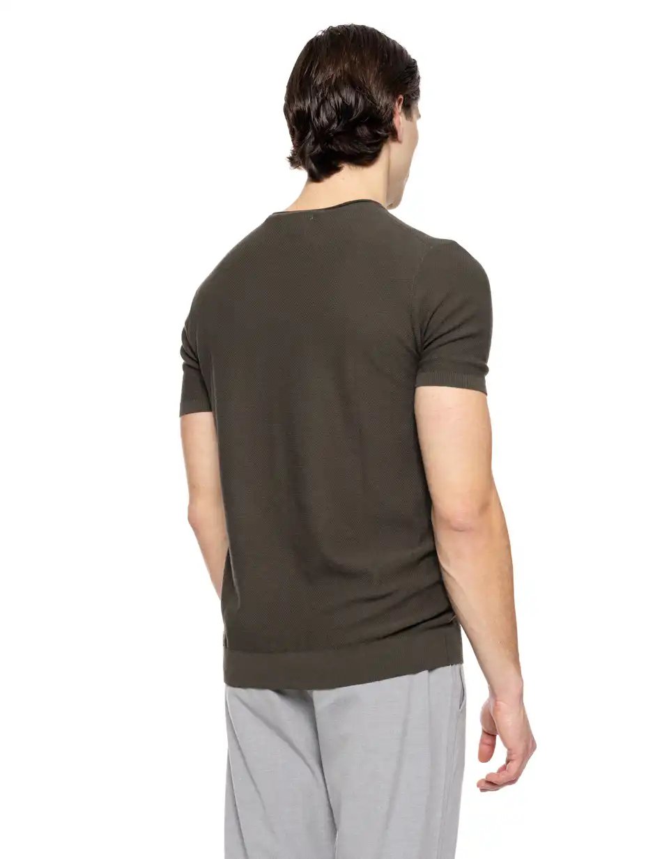 Smart fashion ανδρικό πλεκτό t-shirt 51-206-043 DK GREEN