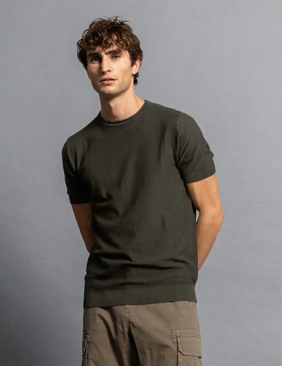 Smart fashion ανδρικό πλεκτό t-shirt 51-206-043 DK GREEN