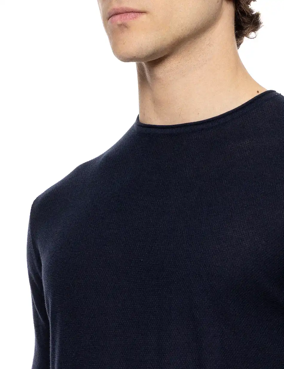 Smart fashion ανδρικό πλεκτό t-shirt 51-206-043 BLUE