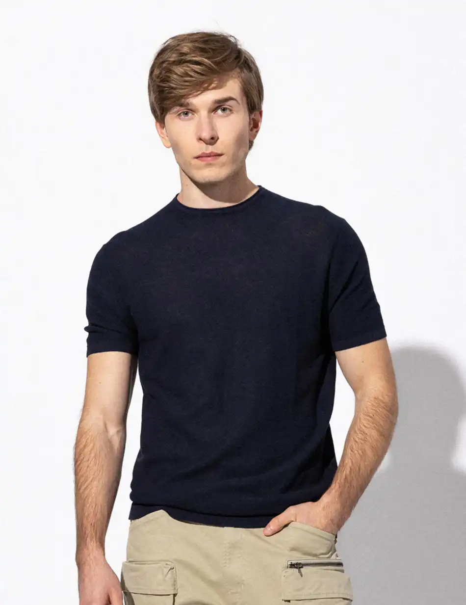 Smart fashion ανδρικό πλεκτό t-shirt 51-206-043 BLUE