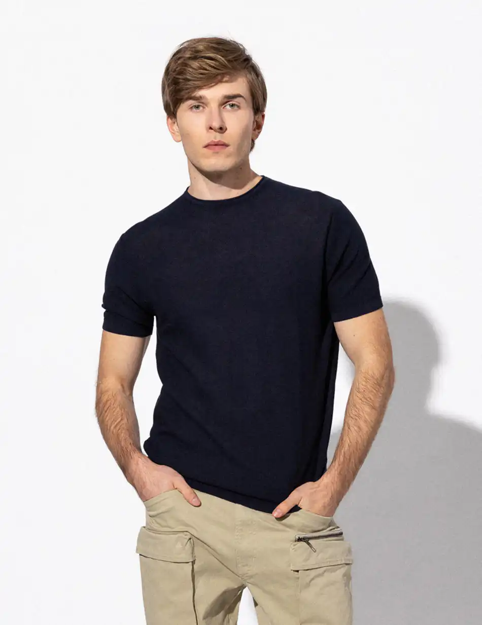 Smart fashion ανδρικό πλεκτό t-shirt 51-206-043 BLUE