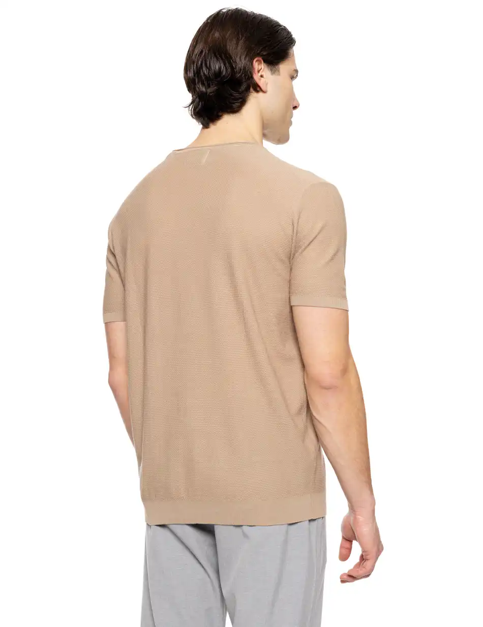 Smart fashion ανδρικό πλεκτό t-shirt 51-206-043 LT BEIGE