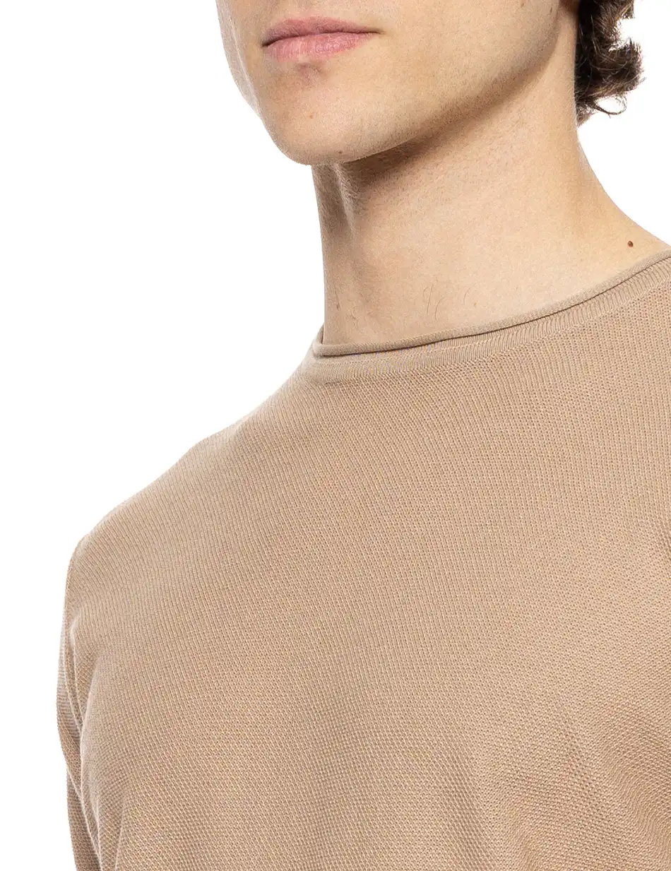 Smart fashion ανδρικό πλεκτό t-shirt 51-206-043 LT BEIGE