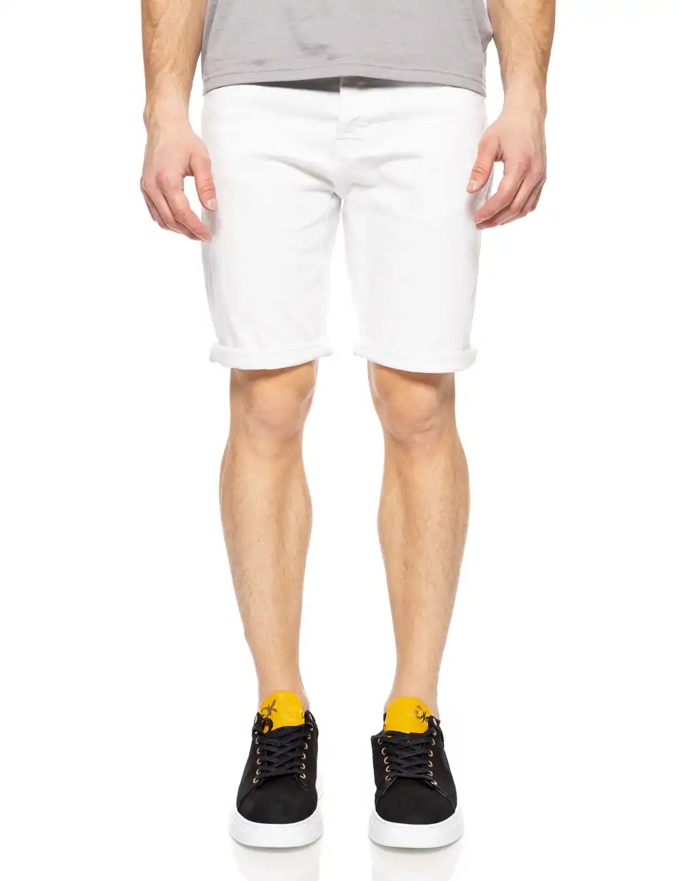 Biston fashion ανδρική 5τσεπη τζιν βερμούδα 51-221-004 WHITE