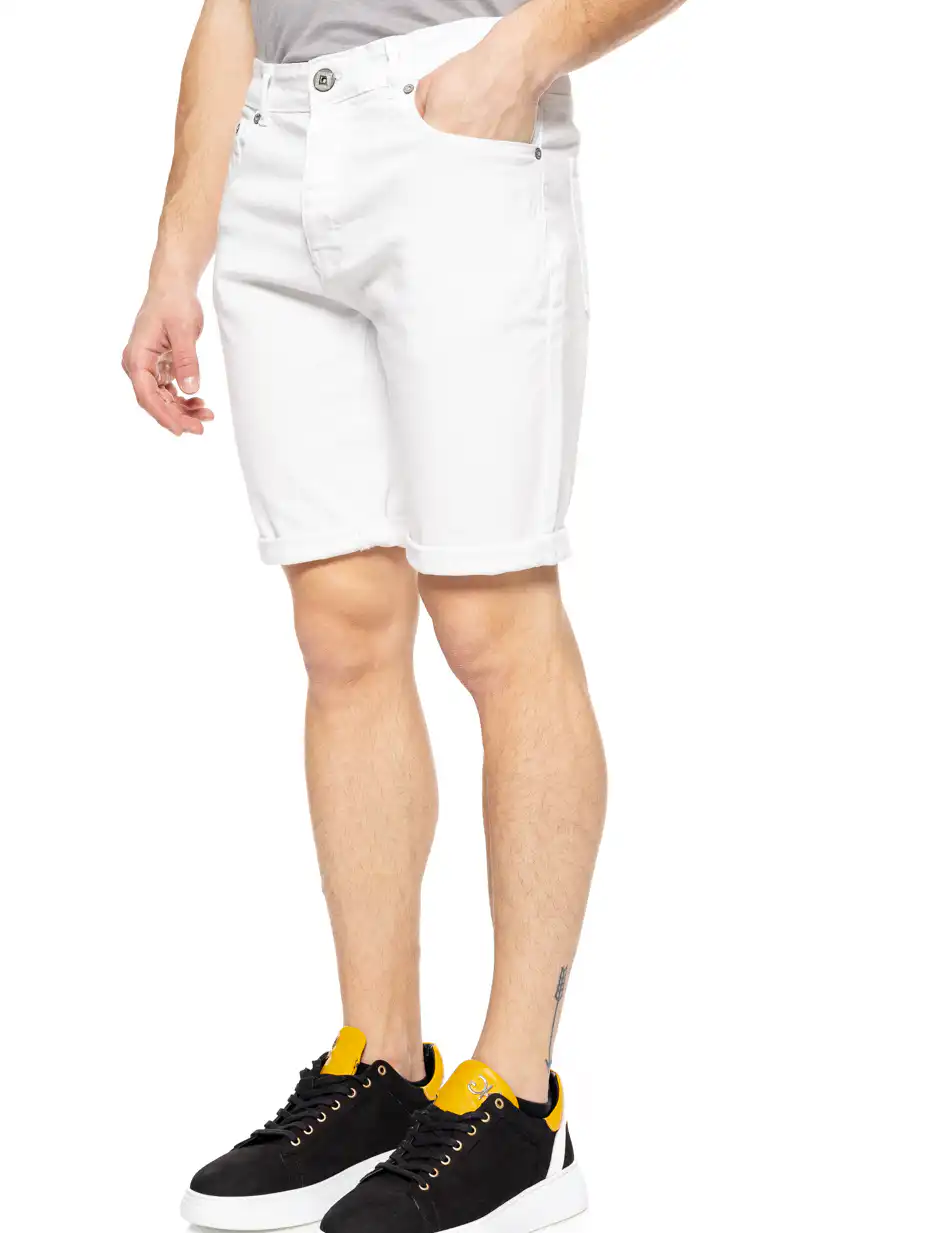 Biston fashion ανδρική 5τσεπη τζιν βερμούδα 51-221-004 WHITE