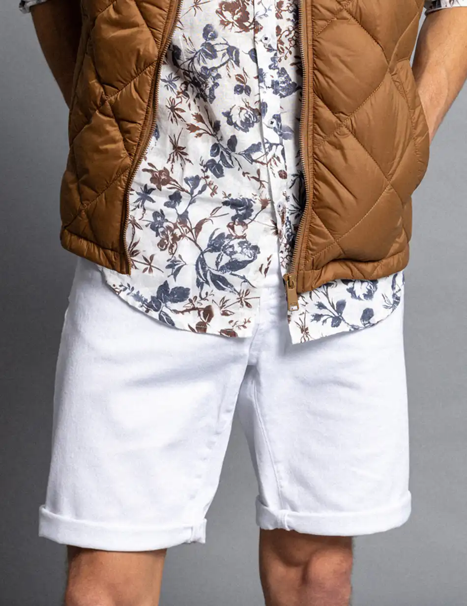 Biston fashion ανδρική 5τσεπη τζιν βερμούδα 51-221-004 WHITE