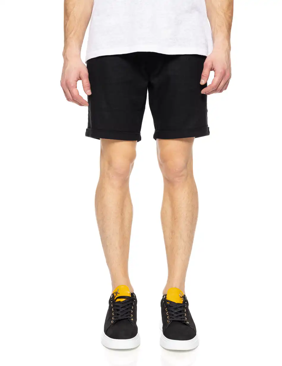 Splendid fashion ανδρική λινή βερμούδα chinos 51-221-017 BLACK