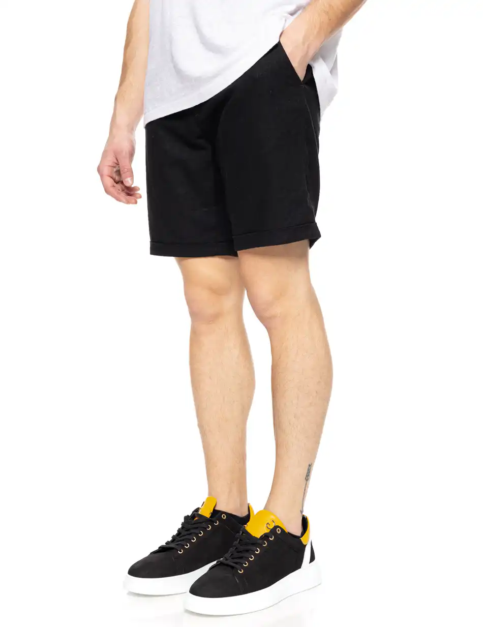Splendid fashion ανδρική λινή βερμούδα chinos 51-221-017 BLACK