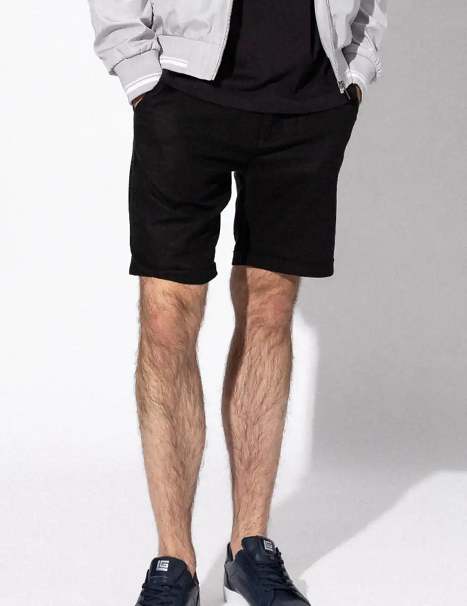 Splendid fashion ανδρική λινή βερμούδα chinos 51-221-017 BLACK