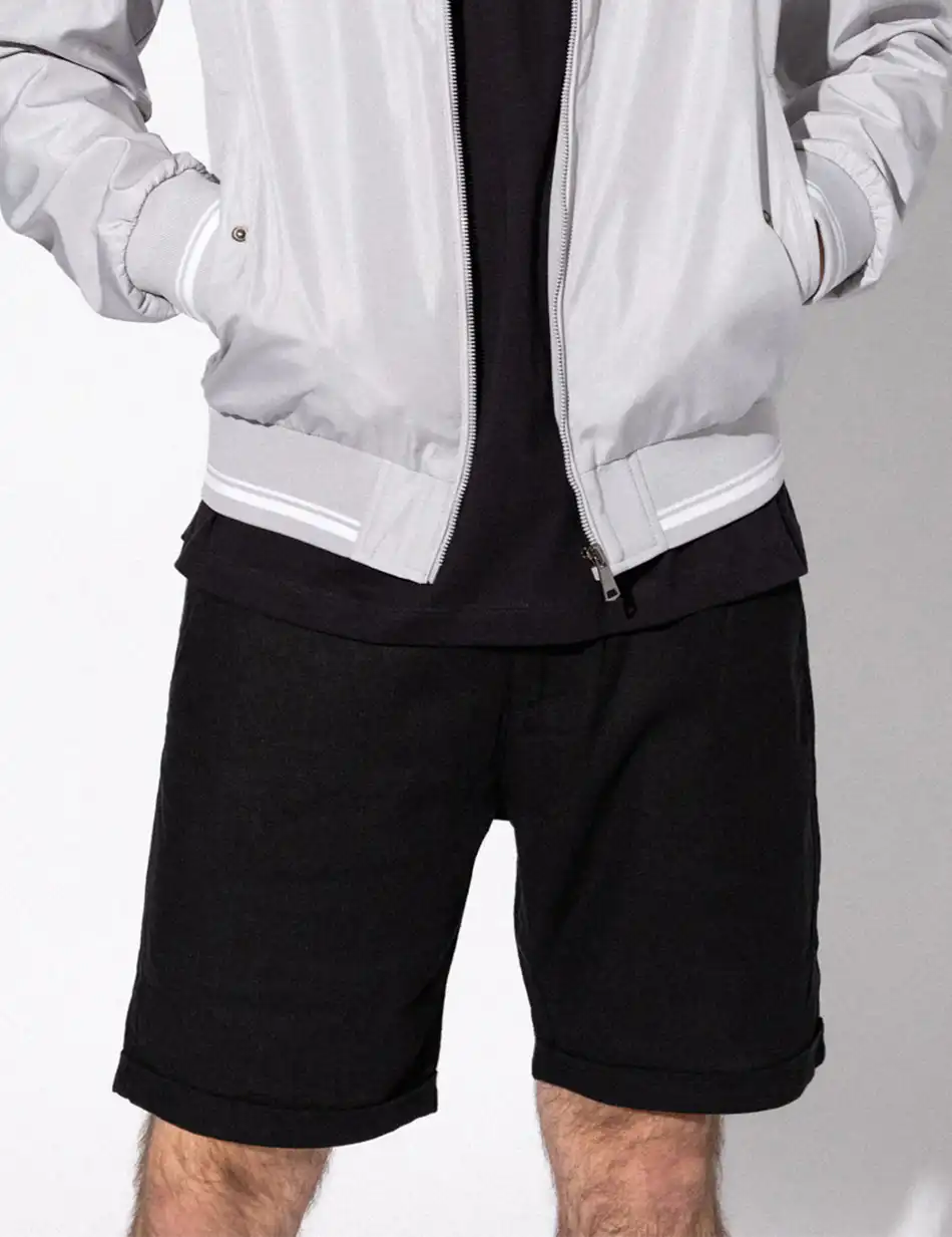 Splendid fashion ανδρική λινή βερμούδα chinos 51-221-017 BLACK