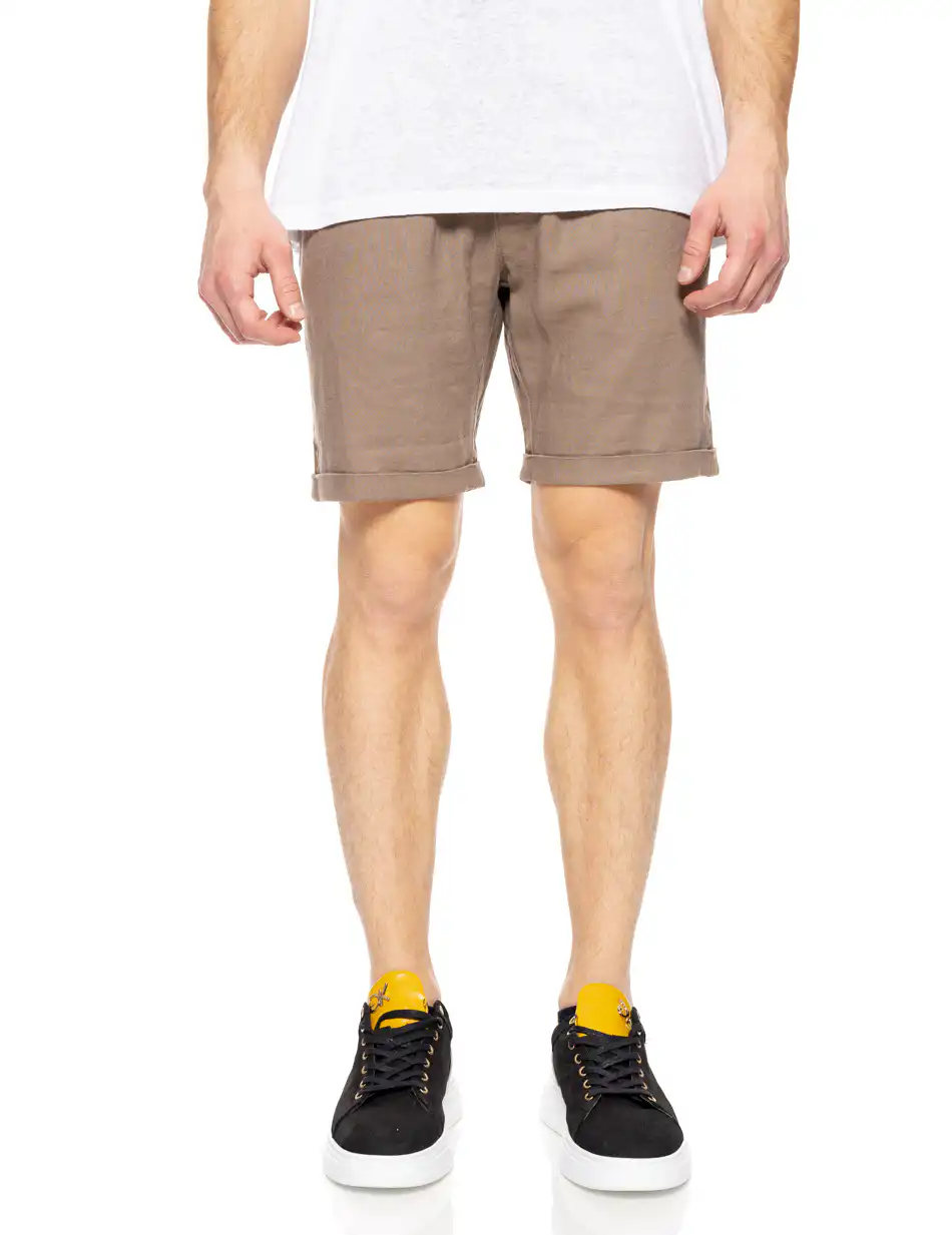 Splendid fashion ανδρική λινή βερμούδα chinos 51-221-017 FANGO