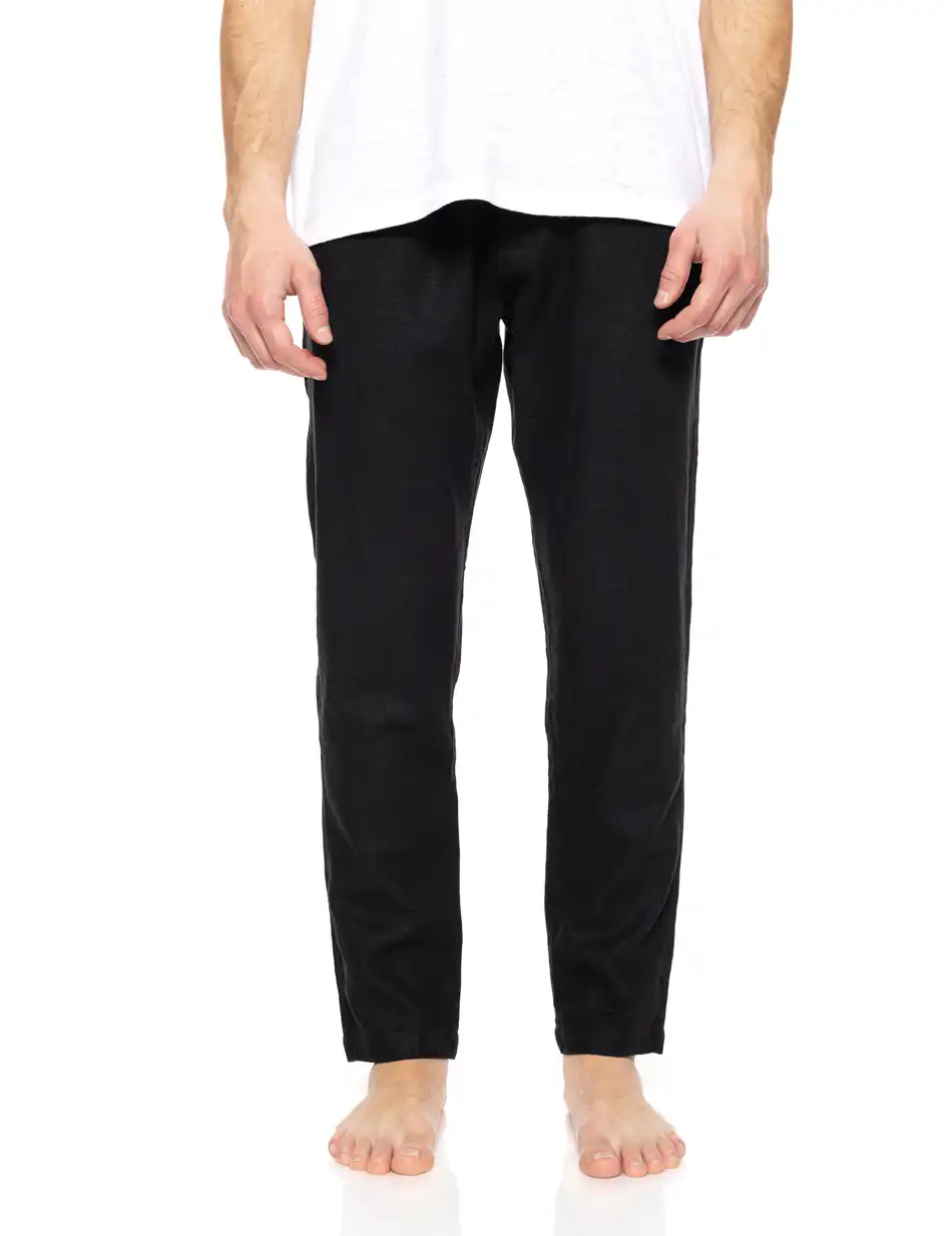 Biston fashion ανδρικό λινό παντελόνι chinos 51-241-011 BLACK